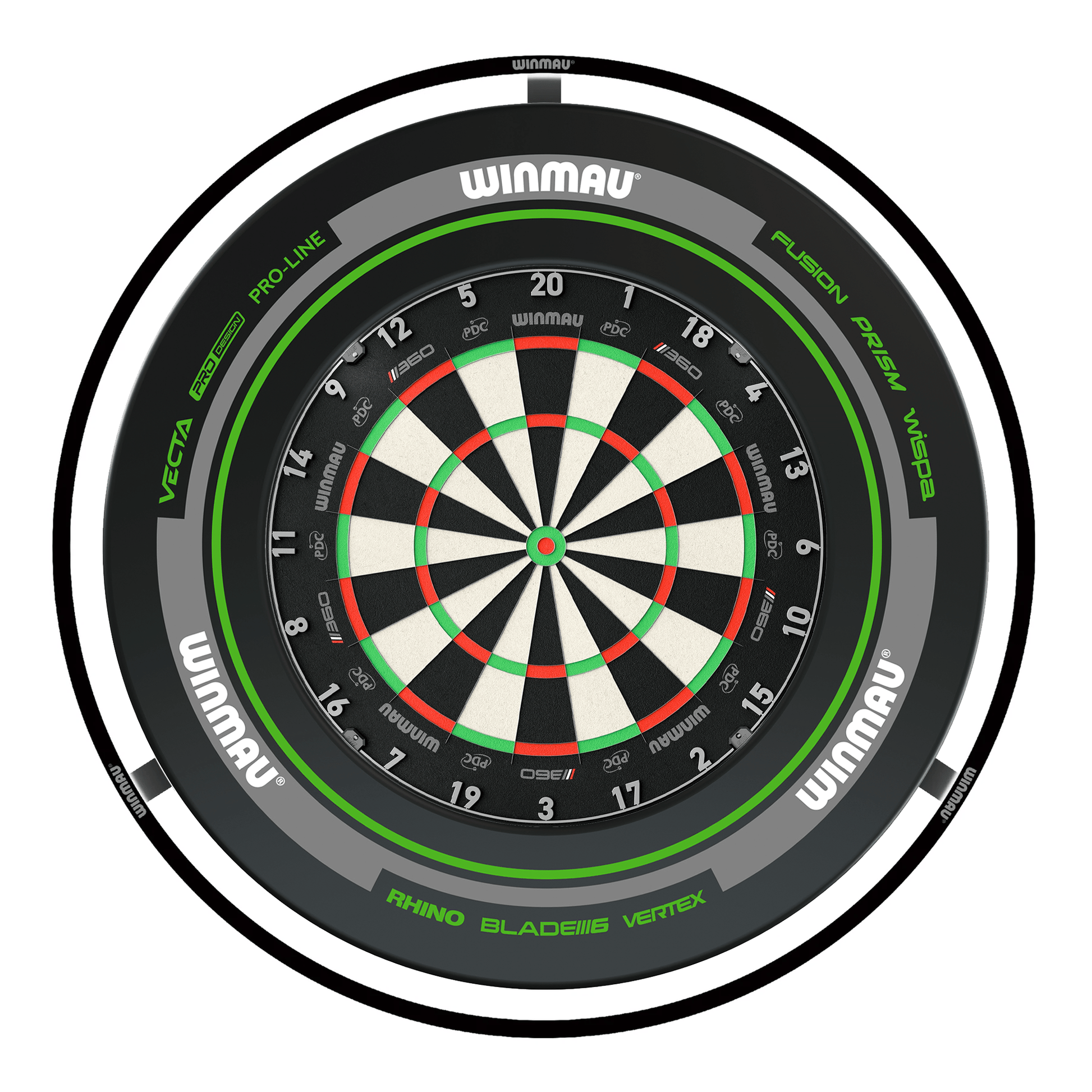 Winmau Blade 360 Dartboard, Surround & Plasma Light Bundle Dartboard Bundles