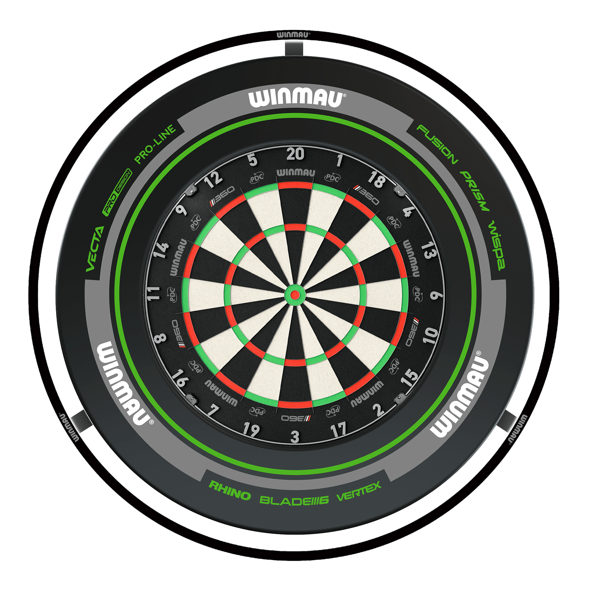 Winmau Blade 360 Dartboard, Surround & Plasma Light Bundle Dartboard Bundles