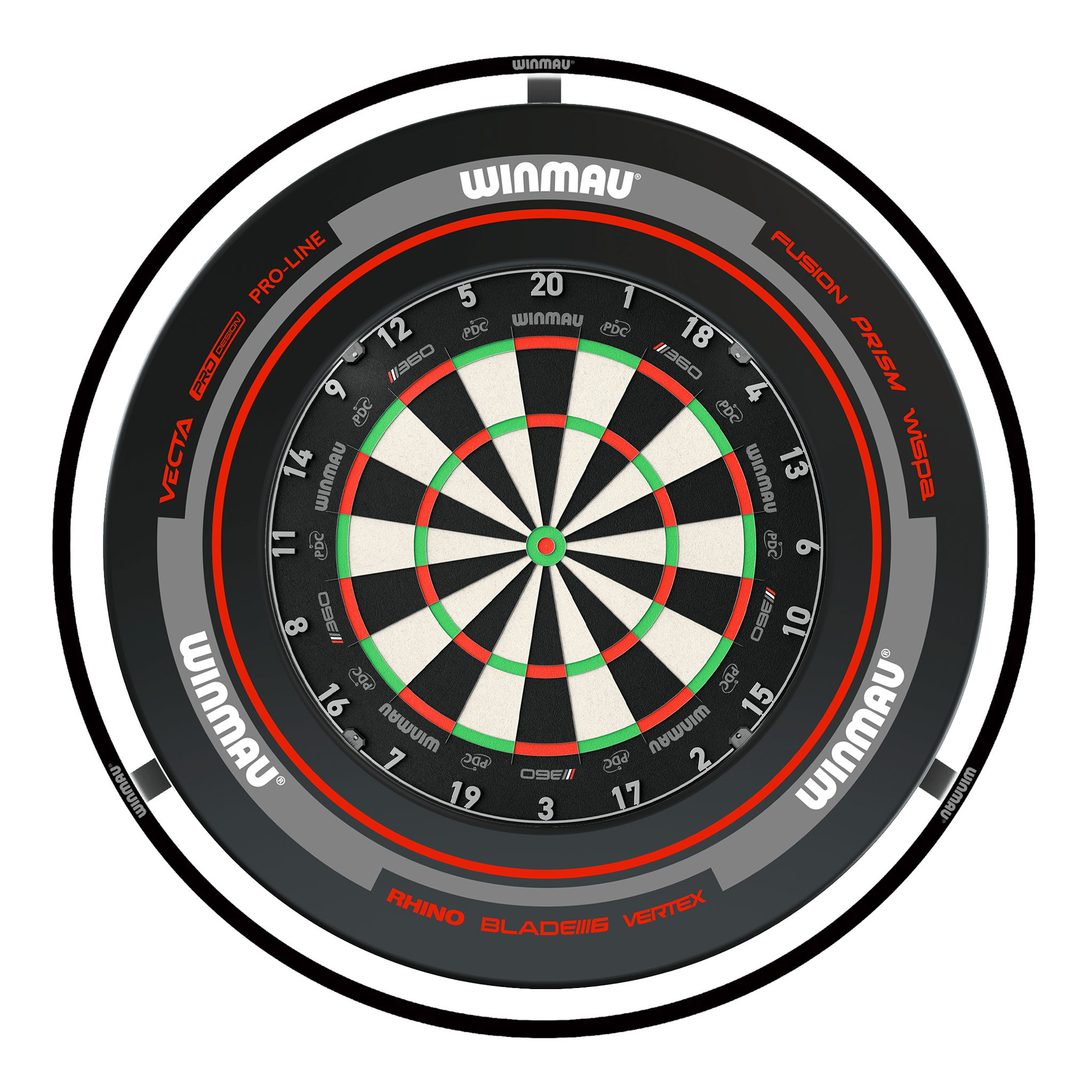 Winmau Blade 360 Dartboard, Surround & Plasma Light Bundle Dartboard Bundles