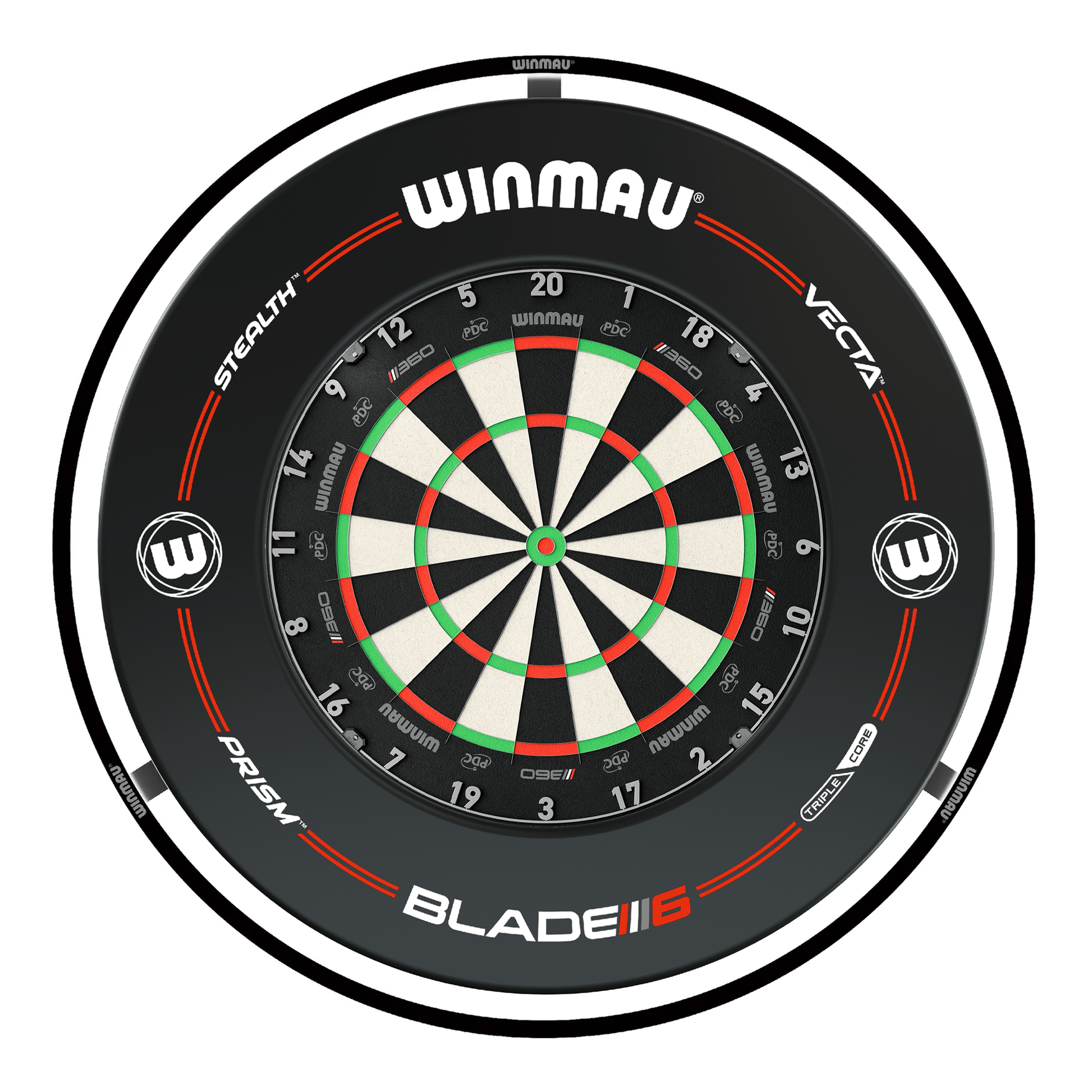 Winmau Blade 360 Dartboard, Surround & Plasma Light Bundle Dartboard Bundles
