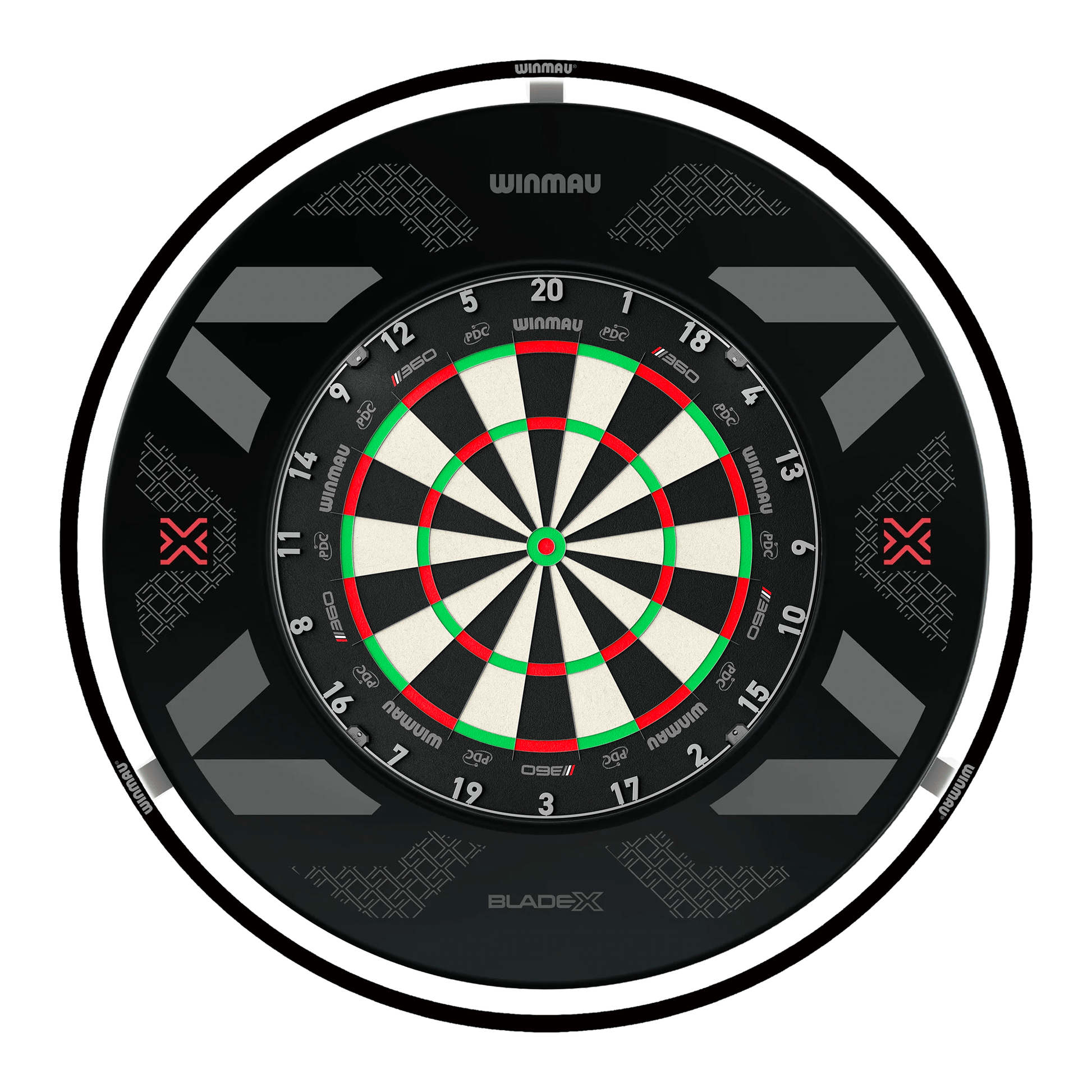 Winmau Blade 360 Dartboard, Surround & Plasma Light Bundle Dartboard Bundles