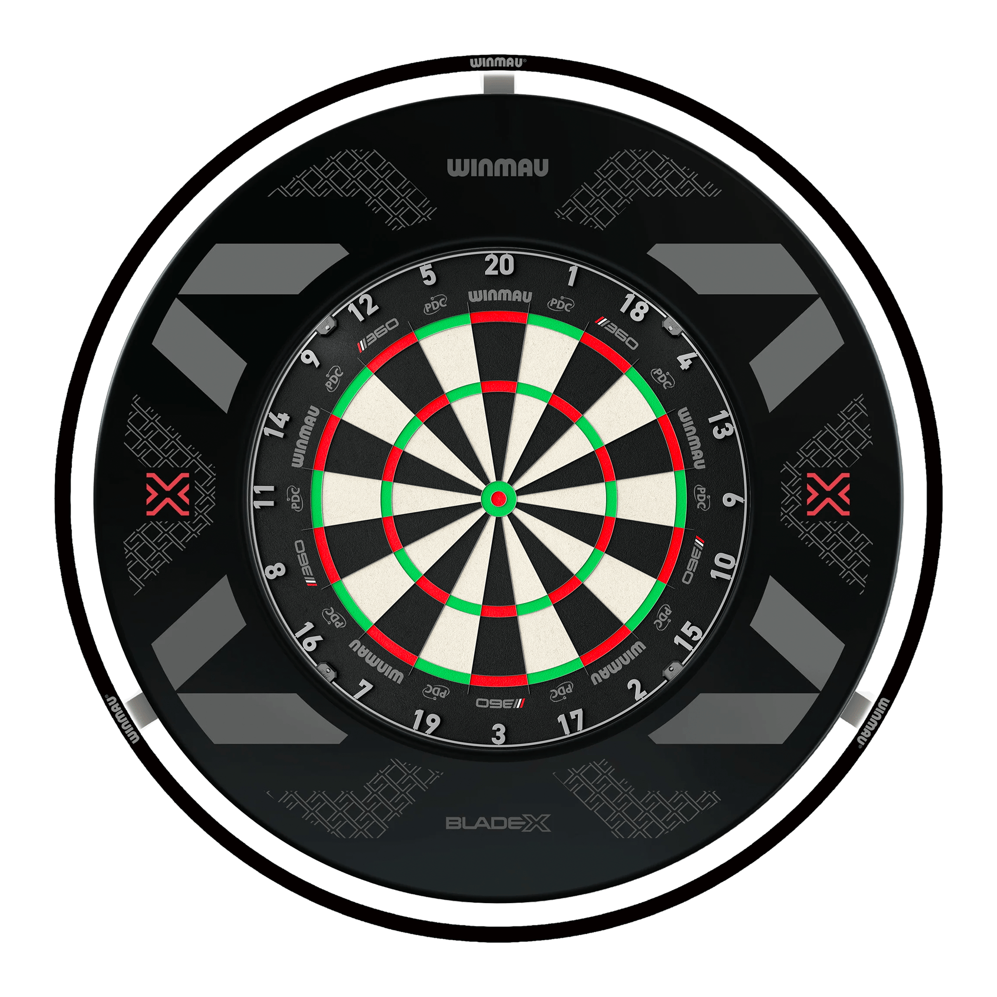 Winmau Blade 360 Dartboard, Surround & Plasma Light Bundle Dartboard Bundles