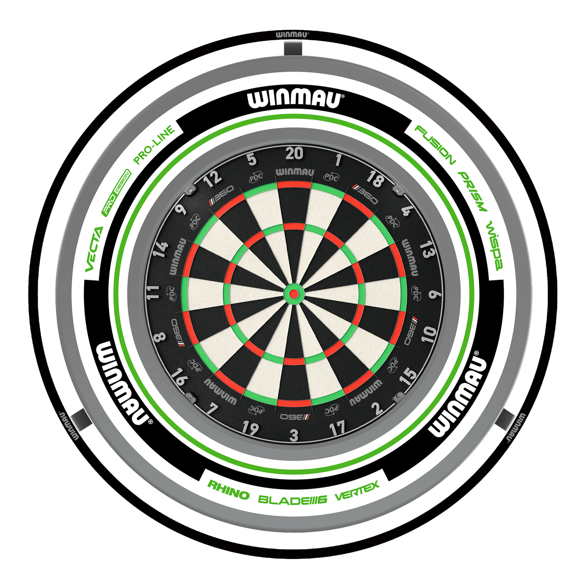 Winmau Blade 360 Dartboard, Surround & Plasma Light Bundle Dartboard Bundles