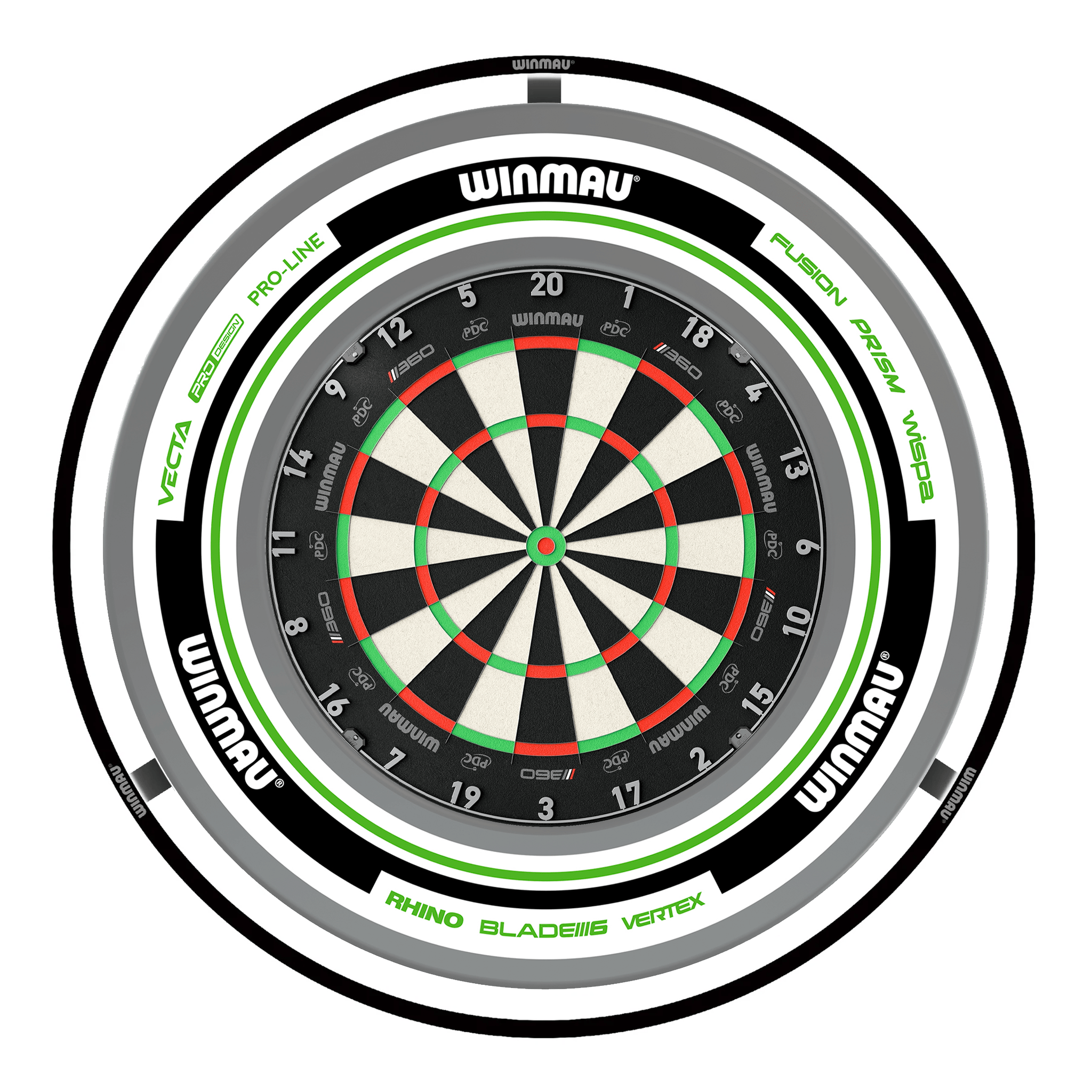 Winmau Blade 360 Dartboard, Surround & Plasma Light Bundle Dartboard Bundles