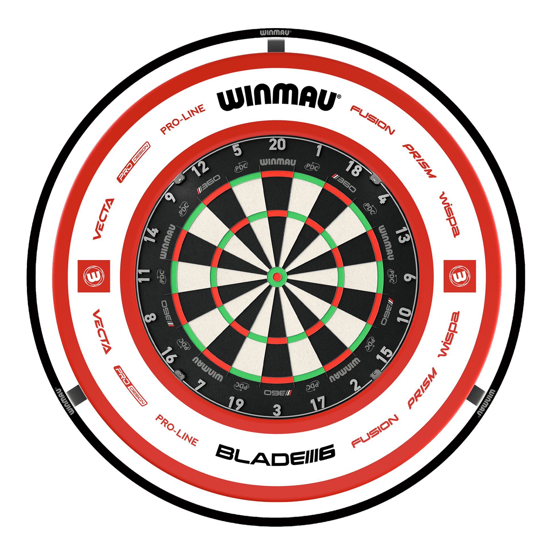 Winmau Blade 360 Dartboard, Surround & Plasma Light Bundle Dartboard Bundles