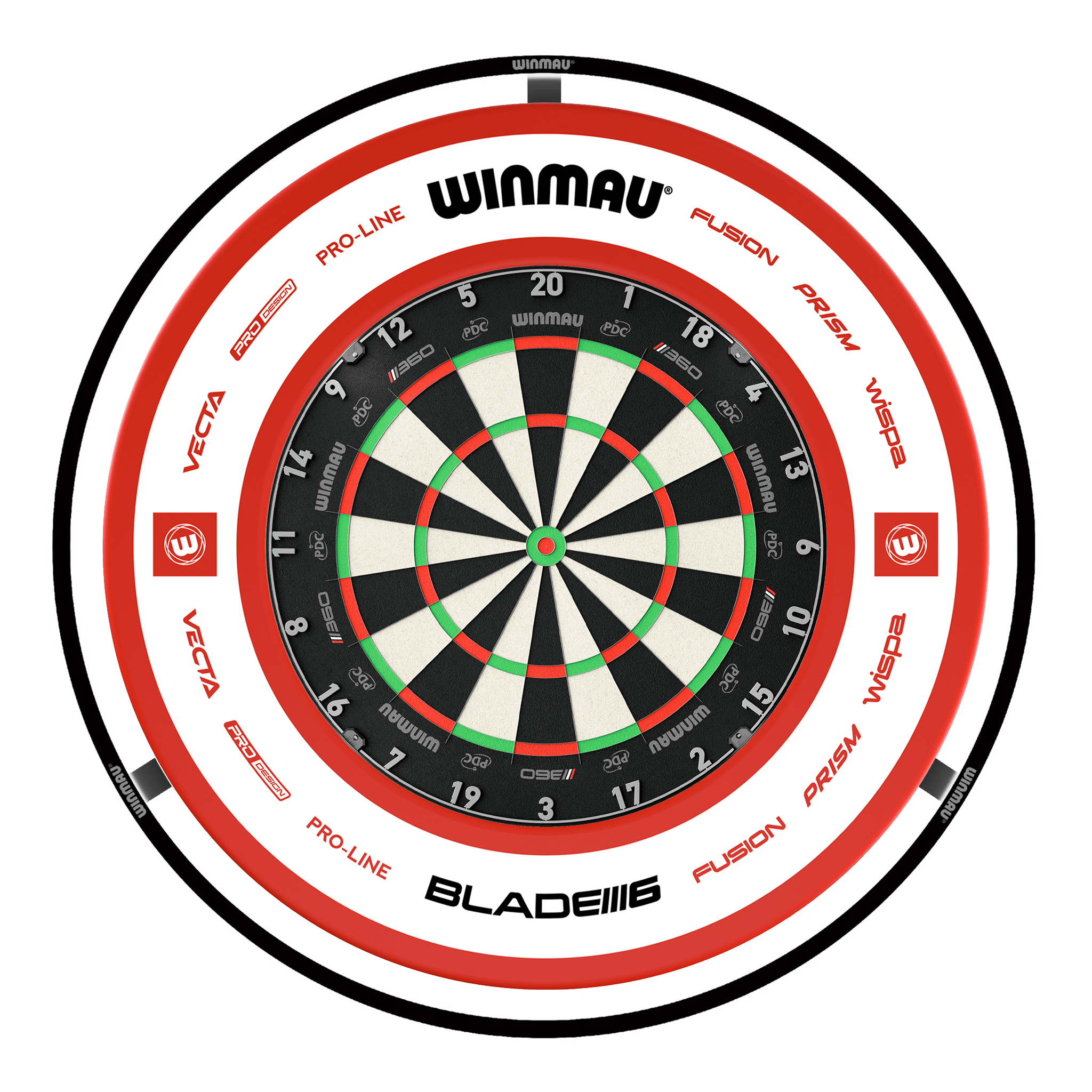Winmau Blade 360 Dartboard, Surround & Plasma Light Bundle Dartboard Bundles