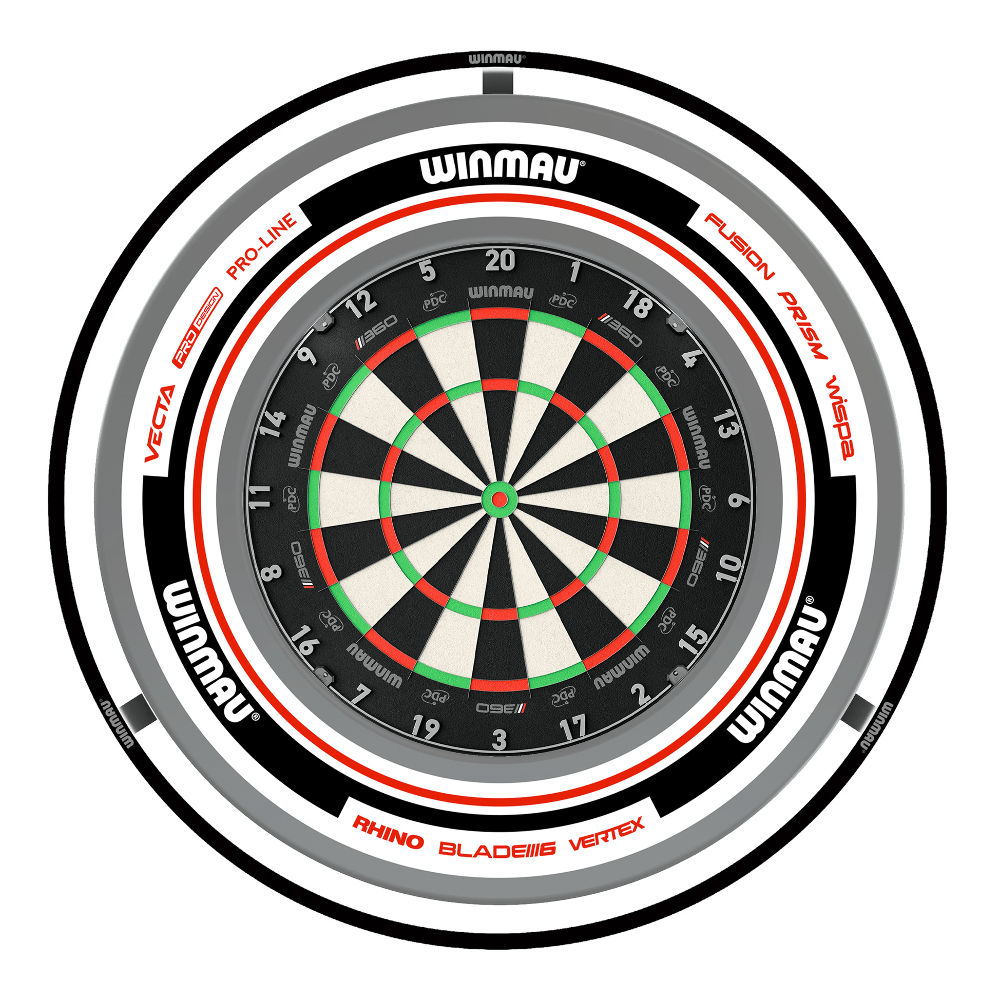 Winmau Blade 360 Dartboard, Surround & Plasma Light Bundle Dartboard Bundles