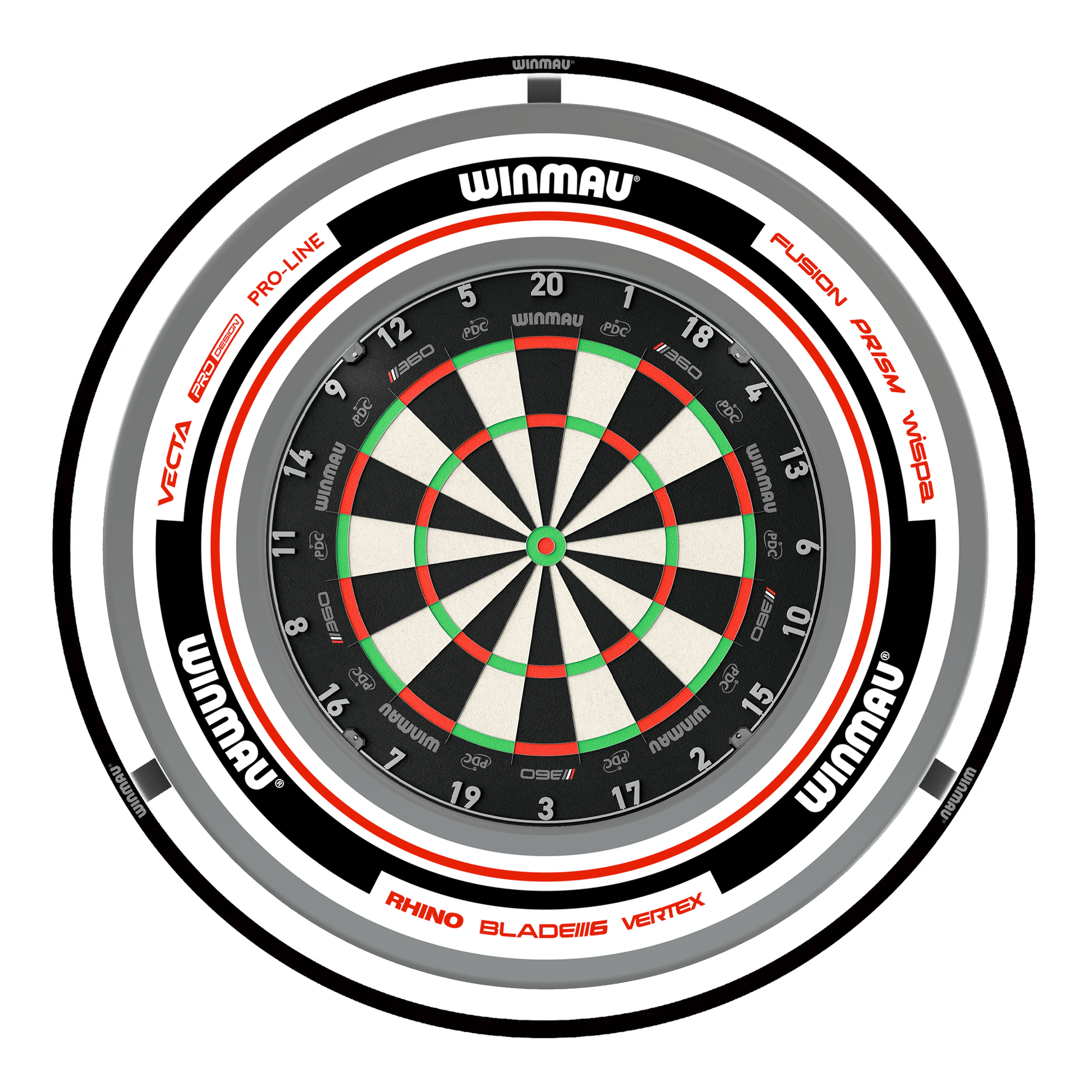 Winmau Blade 360 Dartboard, Surround & Plasma Light Bundle Dartboard Bundles