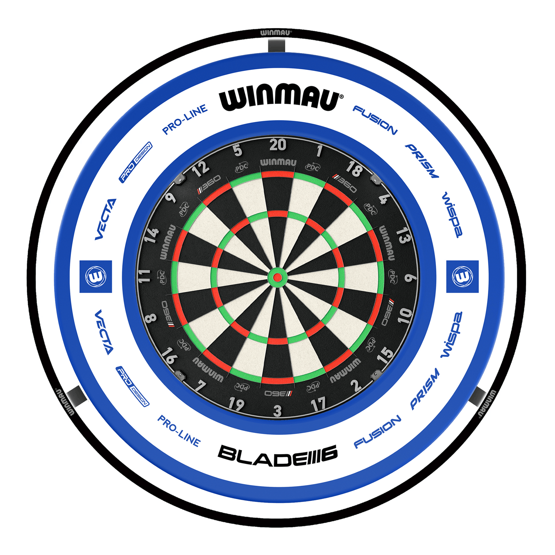 Winmau Blade 360 Dartboard, Surround & Plasma Light Bundle Dartboard Bundles