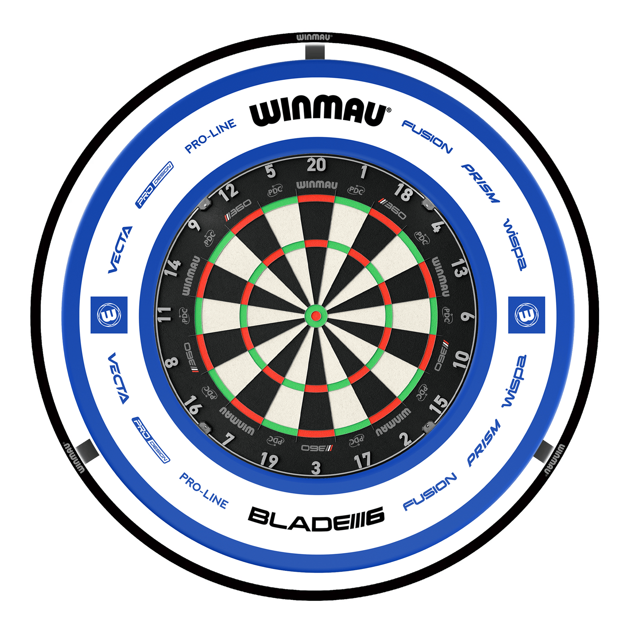 Winmau Blade 360 Dartboard, Surround & Plasma Light Bundle Dartboard Bundles