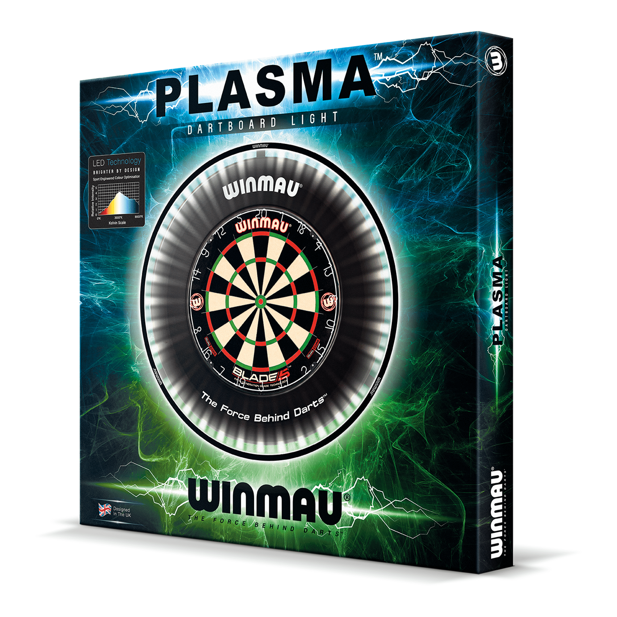 Winmau Blade 360 Dartboard, Surround & Plasma Light Bundle Dartboard Bundles