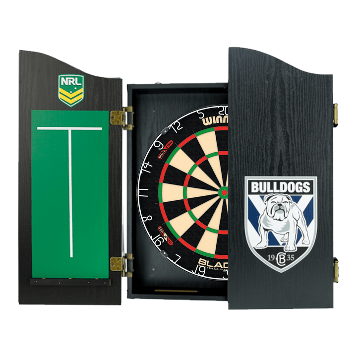 Winmau Blade 6 Dartboard, Official NRL Cabinet & Darts - Complete Darts Set Boards