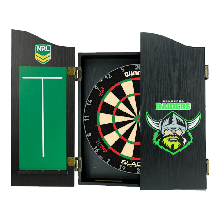 Winmau Blade 6 Dartboard, Official NRL Cabinet & Darts - Complete Darts Set Boards
