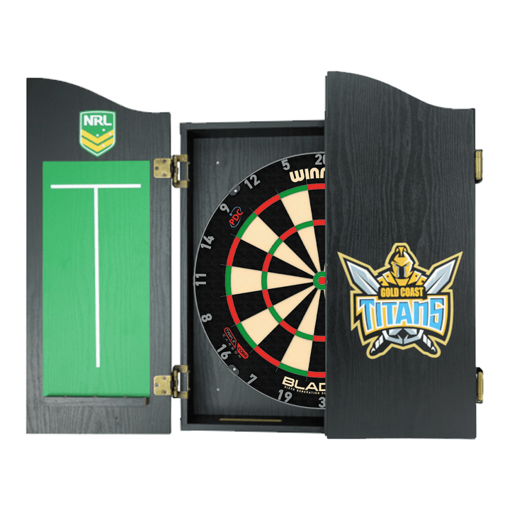 Winmau Blade 6 Dartboard, Official NRL Cabinet & Darts - Complete Darts Set Boards