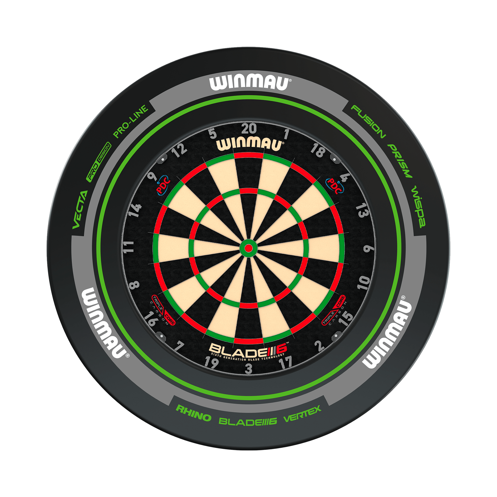 Winmau Blade 6 Dartboard & Surround Bundle Blade 6 Triple Core / Advance Black/Green Boards