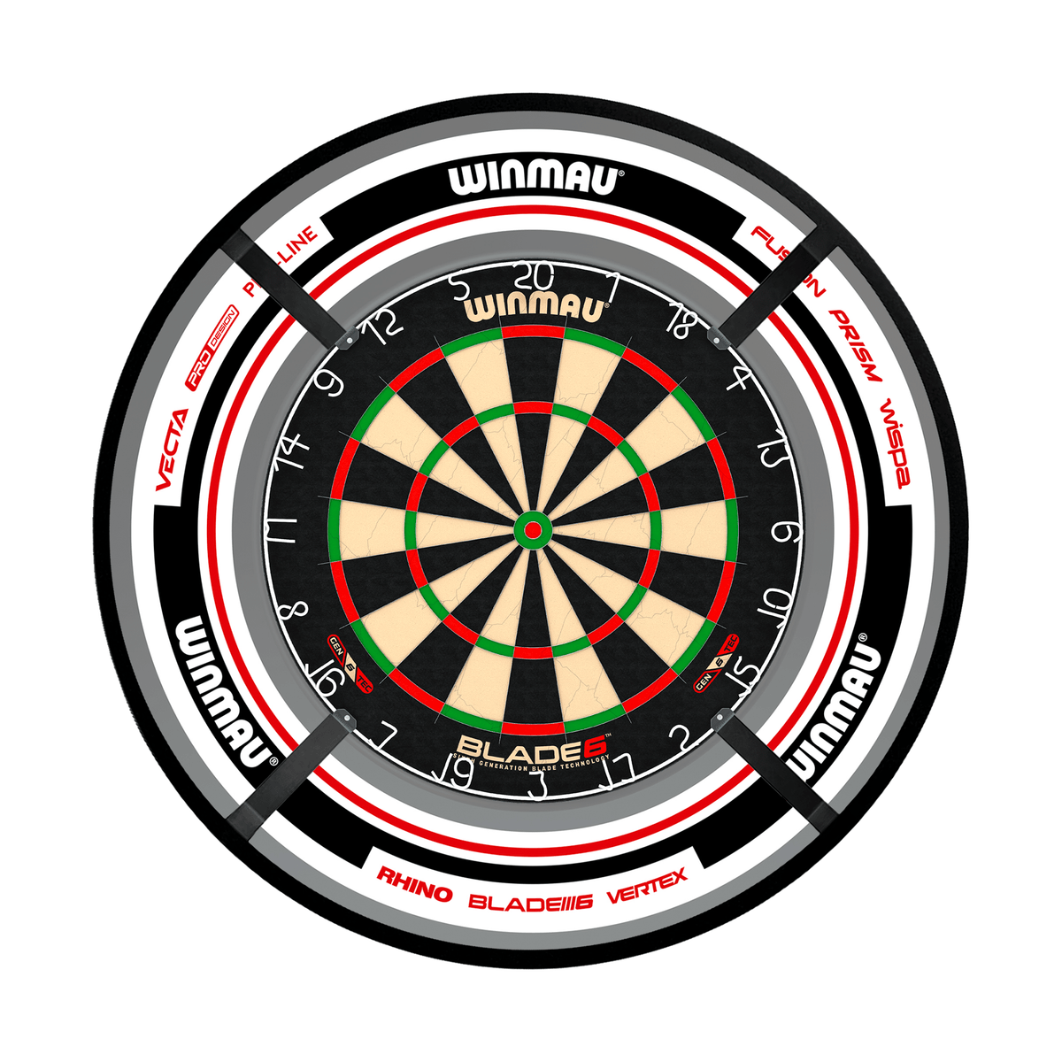 Winmau Blade 6 Dartboard, Surround & Corona Light Bundle Dartboard Bundles