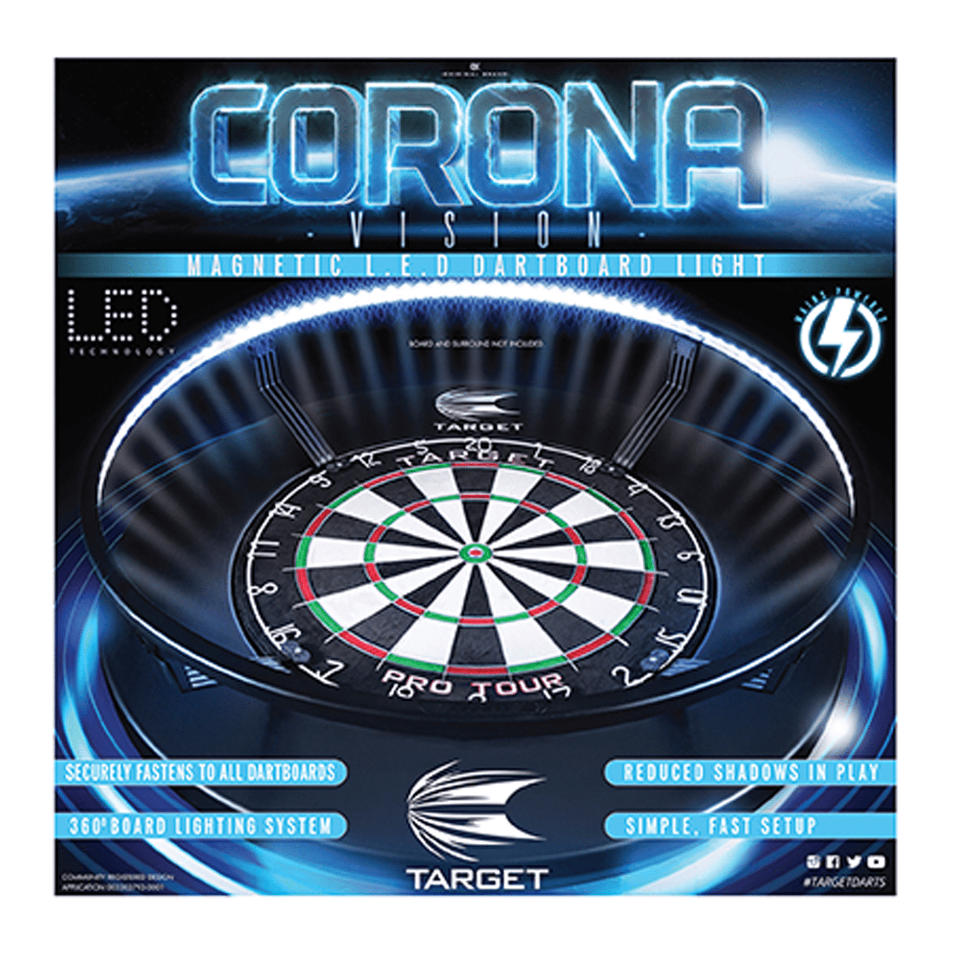 Winmau Blade 6 Dartboard, Surround & Corona Light Bundle Dartboard Bundles