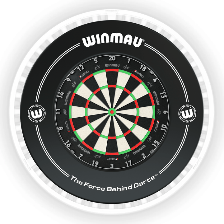 Winmau Blade 6 Dartboard, Surround & Ice White Plasma Light Bundle Blade 360 / Black / Winmau Plasma Ice White Boards