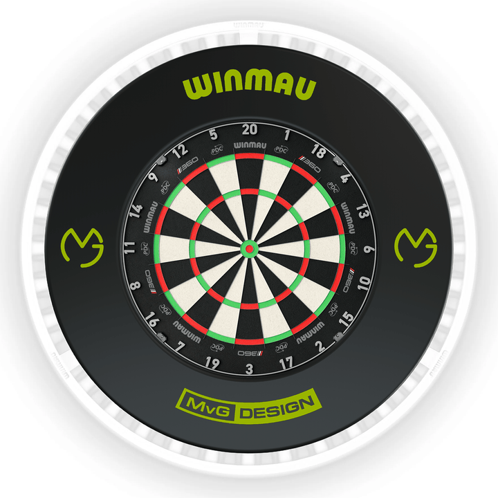 Winmau Blade 6 Dartboard, Surround & Ice White Plasma Light Bundle Blade 360 / MvG / Winmau Plasma Ice White Boards