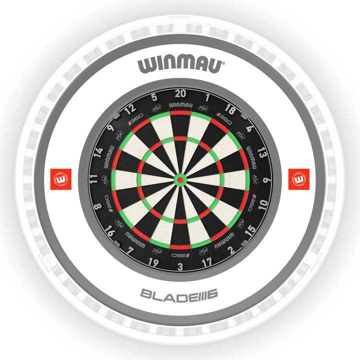 Winmau Blade 6 Dartboard, Surround & Ice White Plasma Light Bundle Blade 360 / Pro 1.0 White / Winmau Plasma Ice White Boards