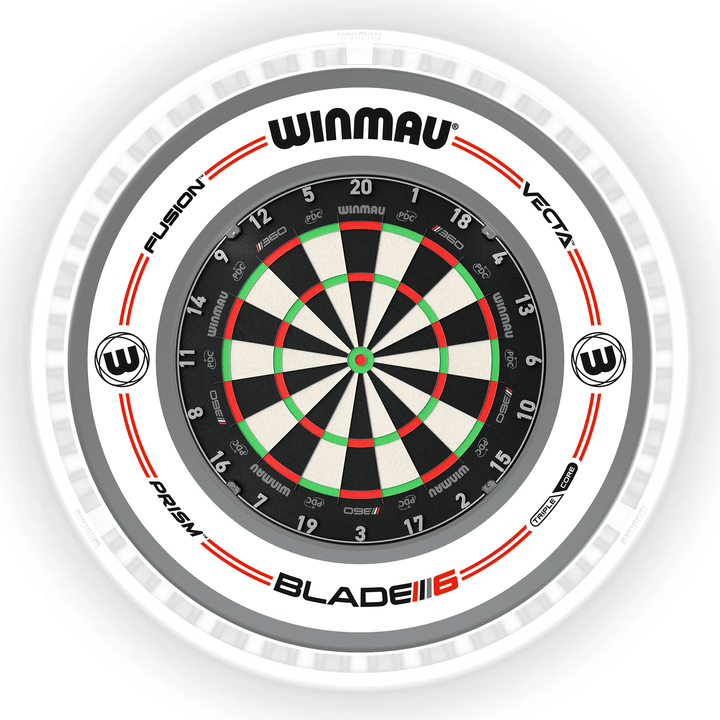Winmau Blade 6 Dartboard, Surround & Ice White Plasma Light Bundle Blade 360 / Pro-Line White / Winmau Plasma Ice White Boards