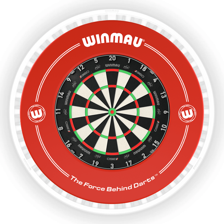 Winmau Blade 6 Dartboard, Surround & Ice White Plasma Light Bundle Blade 360 / Red / Winmau Plasma Ice White Boards