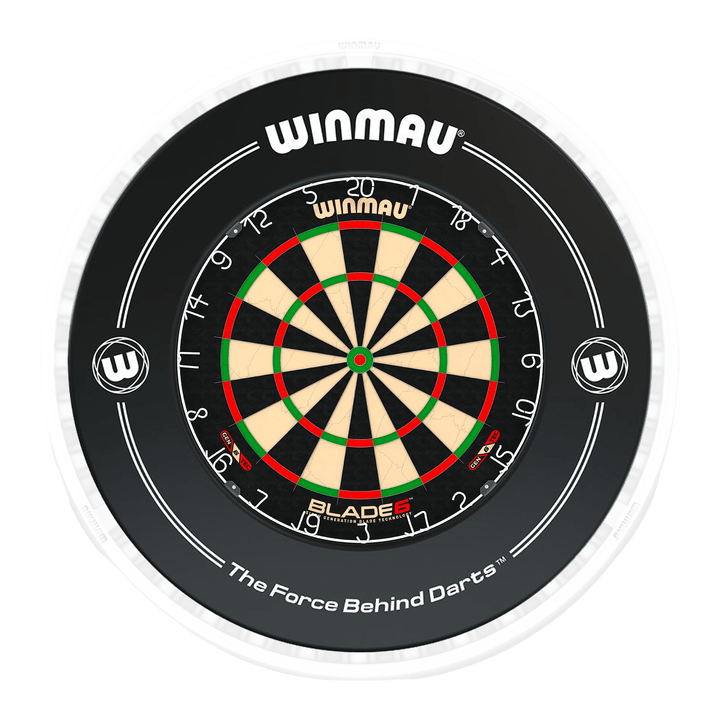 Winmau Blade 6 Dartboard, Surround & Ice White Plasma Light Bundle Blade 6 / Black / Winmau Plasma Ice White Boards