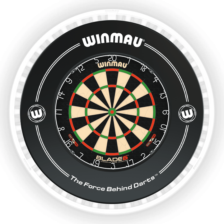 Winmau Blade 6 Dartboard, Surround & Ice White Plasma Light Bundle Blade 6 / Black / Winmau Plasma Ice White Boards