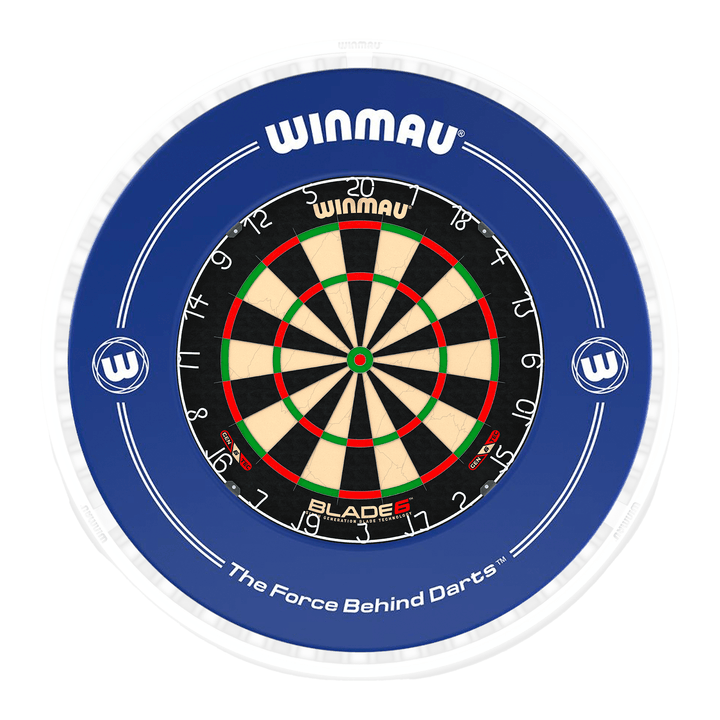 Winmau Blade 6 Dartboard, Surround & Ice White Plasma Light Bundle Blade 6 / Blue / Winmau Plasma Ice White Boards