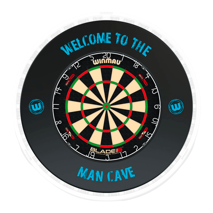 Winmau Blade 6 Dartboard, Surround & Ice White Plasma Light Bundle Blade 6 Dual Core / Man Cave / Winmau Plasma Ice White Boards