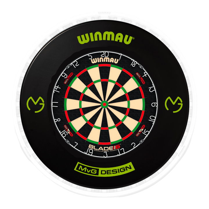 Winmau Blade 6 Dartboard, Surround & Ice White Plasma Light Bundle Blade 6 Dual Core / MvG / Winmau Plasma Ice White Boards