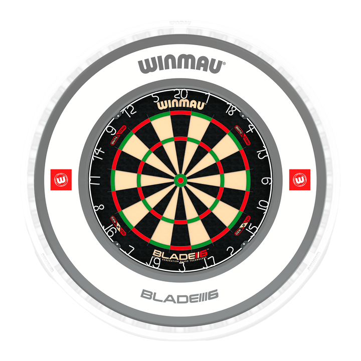 Winmau Blade 6 Dartboard, Surround & Ice White Plasma Light Bundle Blade 6 Dual Core / Pro 1.0 White / Winmau Plasma Ice White Boards