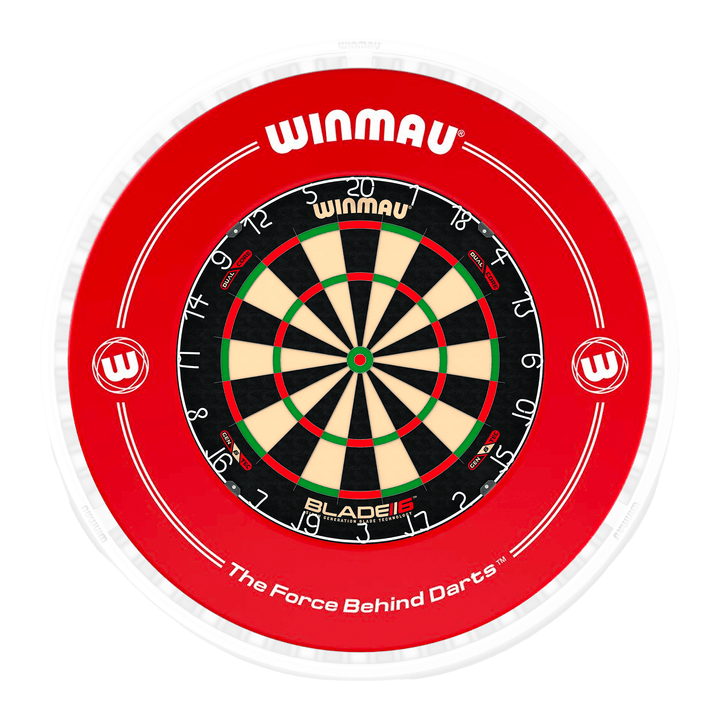Winmau Blade 6 Dartboard, Surround & Ice White Plasma Light Bundle Blade 6 Dual Core / Red / Winmau Plasma Ice White Boards