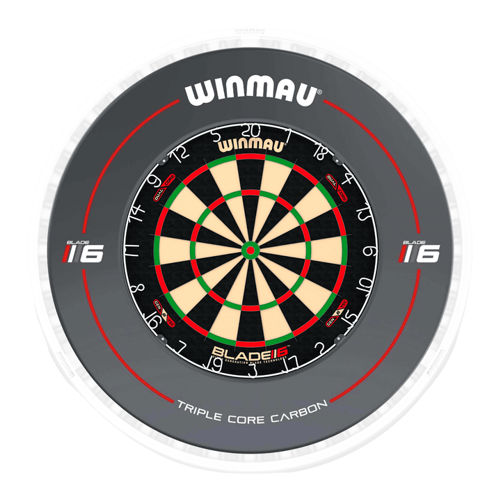 Winmau Blade 6 Dartboard, Surround & Ice White Plasma Light Bundle Blade 6 Dual Core / Triple Core / Winmau Plasma Ice White Boards