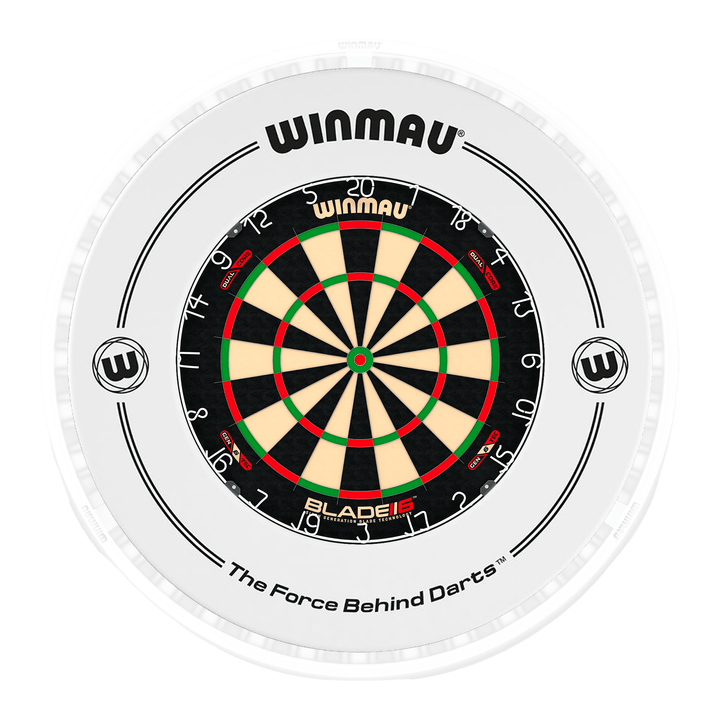Winmau Blade 6 Dartboard, Surround & Ice White Plasma Light Bundle Blade 6 Dual Core / White / Winmau Plasma Ice White Boards