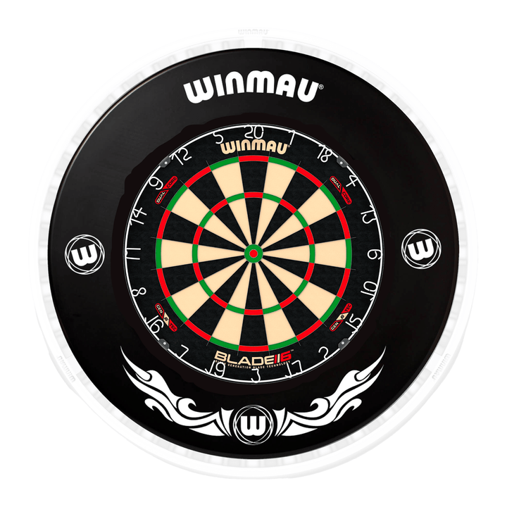 Winmau Blade 6 Dartboard, Surround & Ice White Plasma Light Bundle Blade 6 Dual Core / Xtreme / Winmau Plasma Ice White Boards