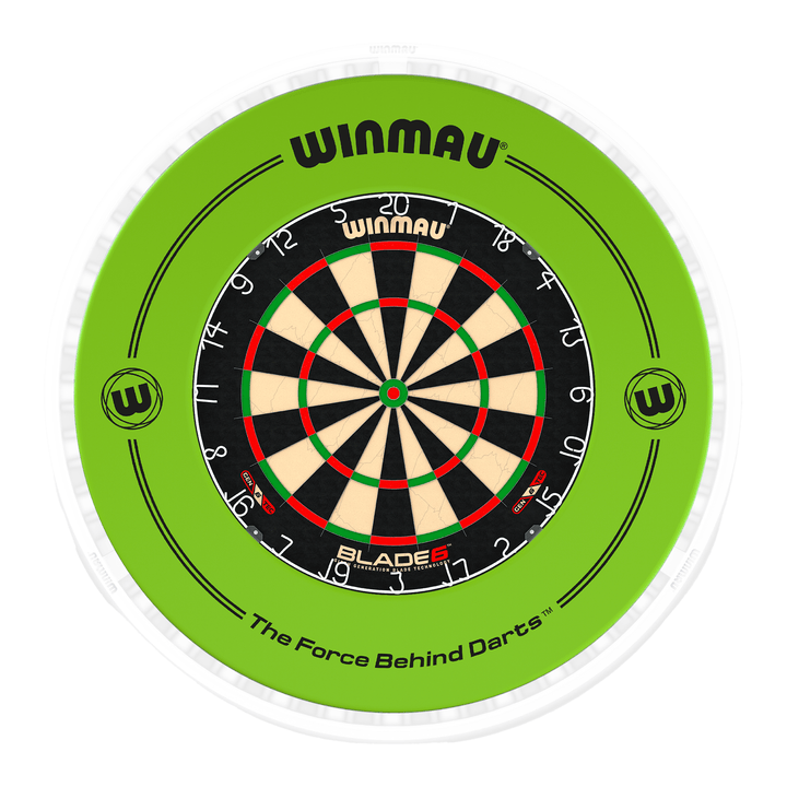 Winmau Blade 6 Dartboard, Surround & Ice White Plasma Light Bundle Blade 6 / Green / Winmau Plasma Ice White Boards