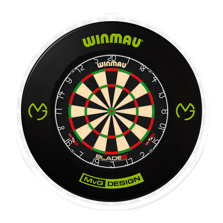Winmau Blade 6 Dartboard, Surround & Ice White Plasma Light Bundle Blade 6 / MvG / Winmau Plasma Ice White Boards
