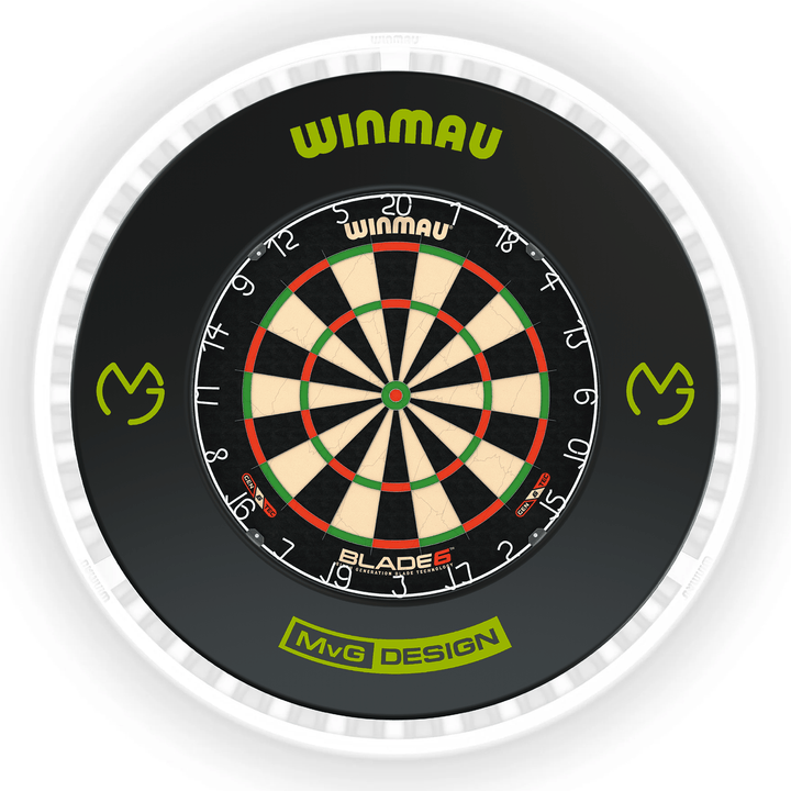 Winmau Blade 6 Dartboard, Surround & Ice White Plasma Light Bundle Blade 6 / MvG / Winmau Plasma Ice White Boards