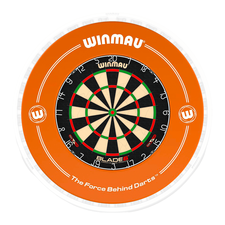 Winmau Blade 6 Dartboard, Surround & Ice White Plasma Light Bundle Blade 6 / Orange / Winmau Plasma Ice White Boards