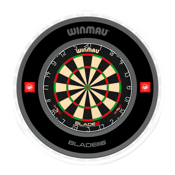 Winmau Blade 6 Dartboard, Surround & Ice White Plasma Light Bundle Blade 6 / Pro 1.0 Black / Winmau Plasma Ice White Boards