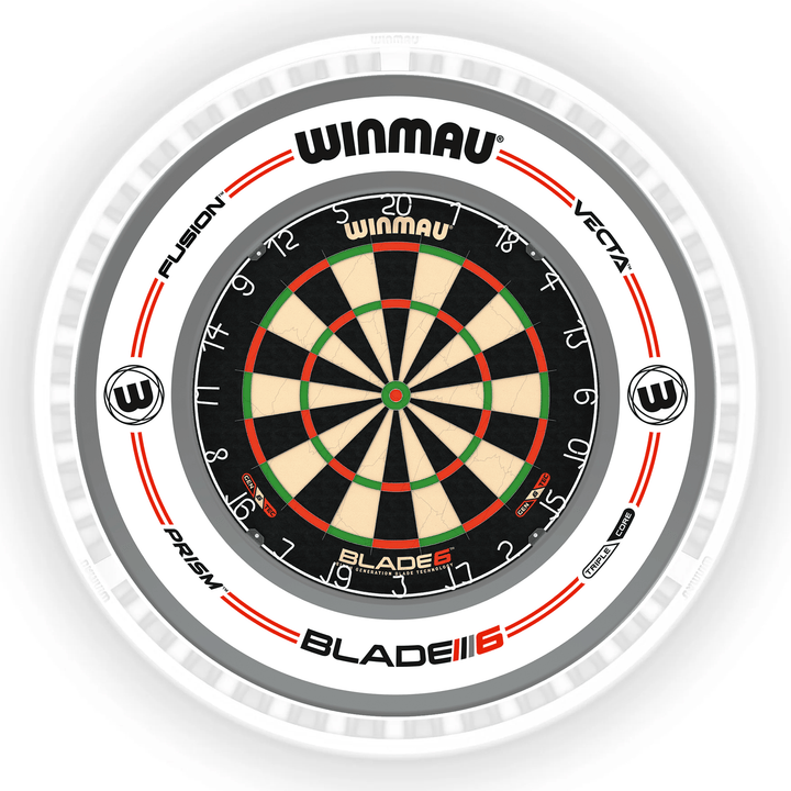 Winmau Blade 6 Dartboard, Surround & Ice White Plasma Light Bundle Blade 6 / Pro-Line White / Winmau Plasma Ice White Boards