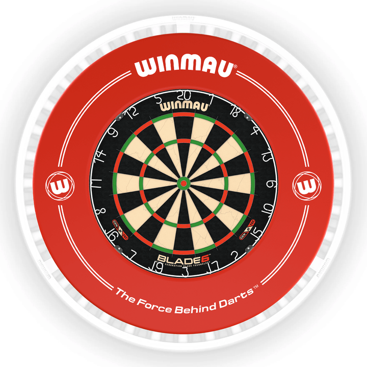 Winmau Blade 6 Dartboard, Surround & Ice White Plasma Light Bundle Blade 6 / Red / Winmau Plasma Ice White Boards