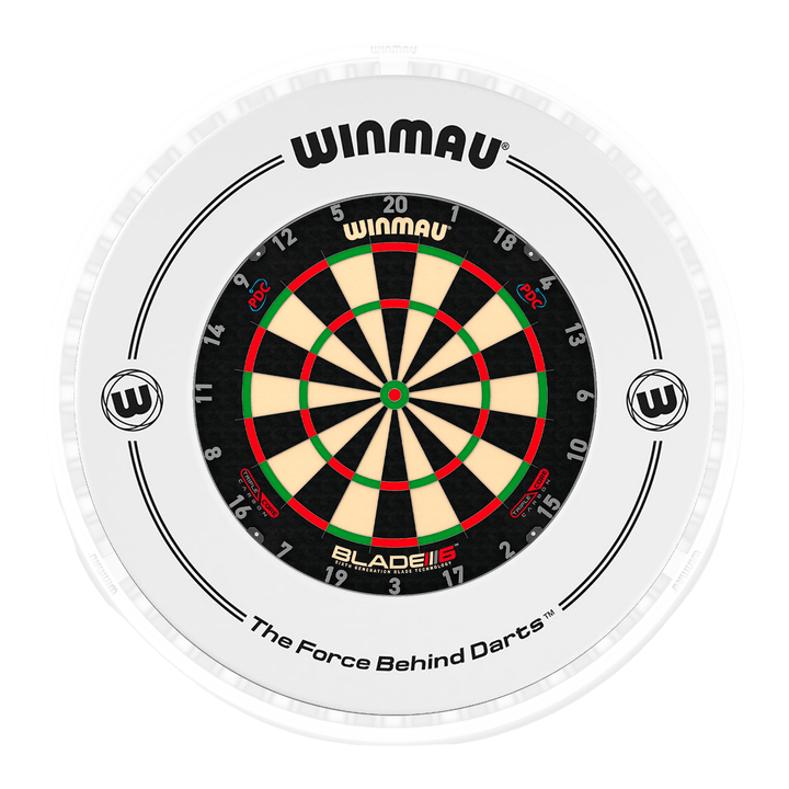 Winmau Blade 6 Dartboard, Surround & Ice White Plasma Light Bundle Blade 6 Triple Core / White / Winmau Plasma Ice White Boards