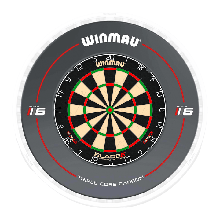 Winmau Blade 6 Dartboard, Surround & Ice White Plasma Light Bundle Blade 6 / Triple Core / Winmau Plasma Ice White Boards