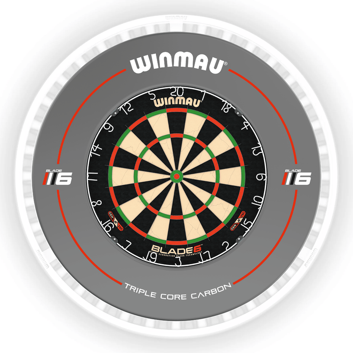 Winmau Blade 6 Dartboard, Surround & Ice White Plasma Light Bundle Blade 6 / Triple Core / Winmau Plasma Ice White Boards