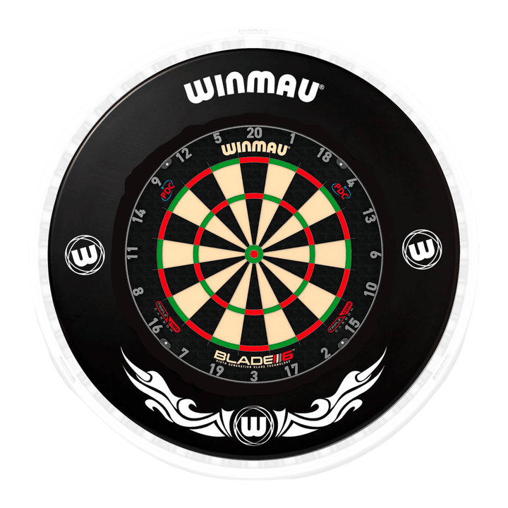 Winmau Blade 6 Dartboard, Surround & Ice White Plasma Light Bundle Blade 6 Triple Core / Xtreme / Winmau Plasma Ice White Boards