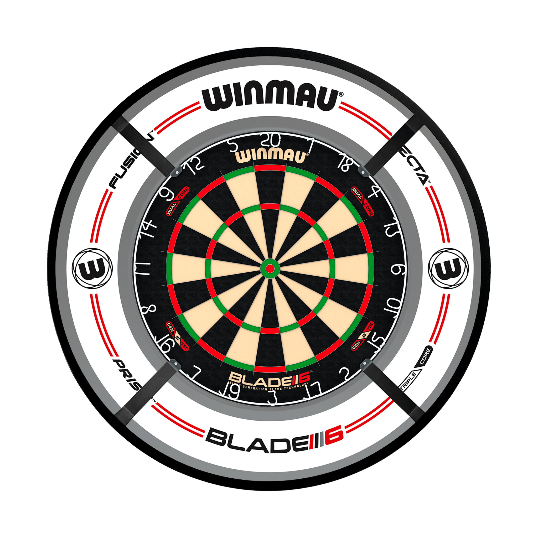 Winmau Blade 6 Dual Core Dartboard, Surround & Corona Light Bundle Blade 6 Dual Core / Pro-Line White / Target Corona Vision Boards