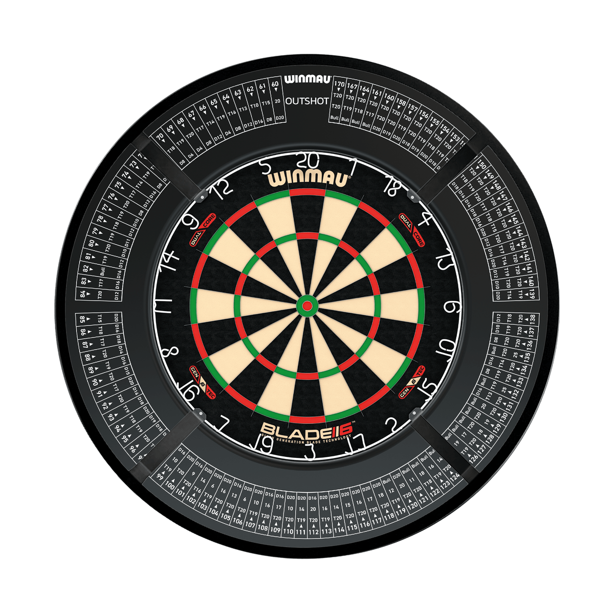 Winmau Blade 6 Dual Core Dartboard, Surround & Corona Light Bundle Dartboard Bundles