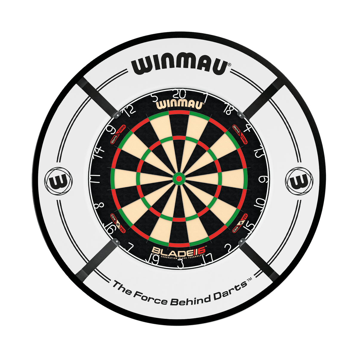Winmau Blade 6 Dual Core Dartboard, Surround & Corona Light Bundle Dartboard Bundles